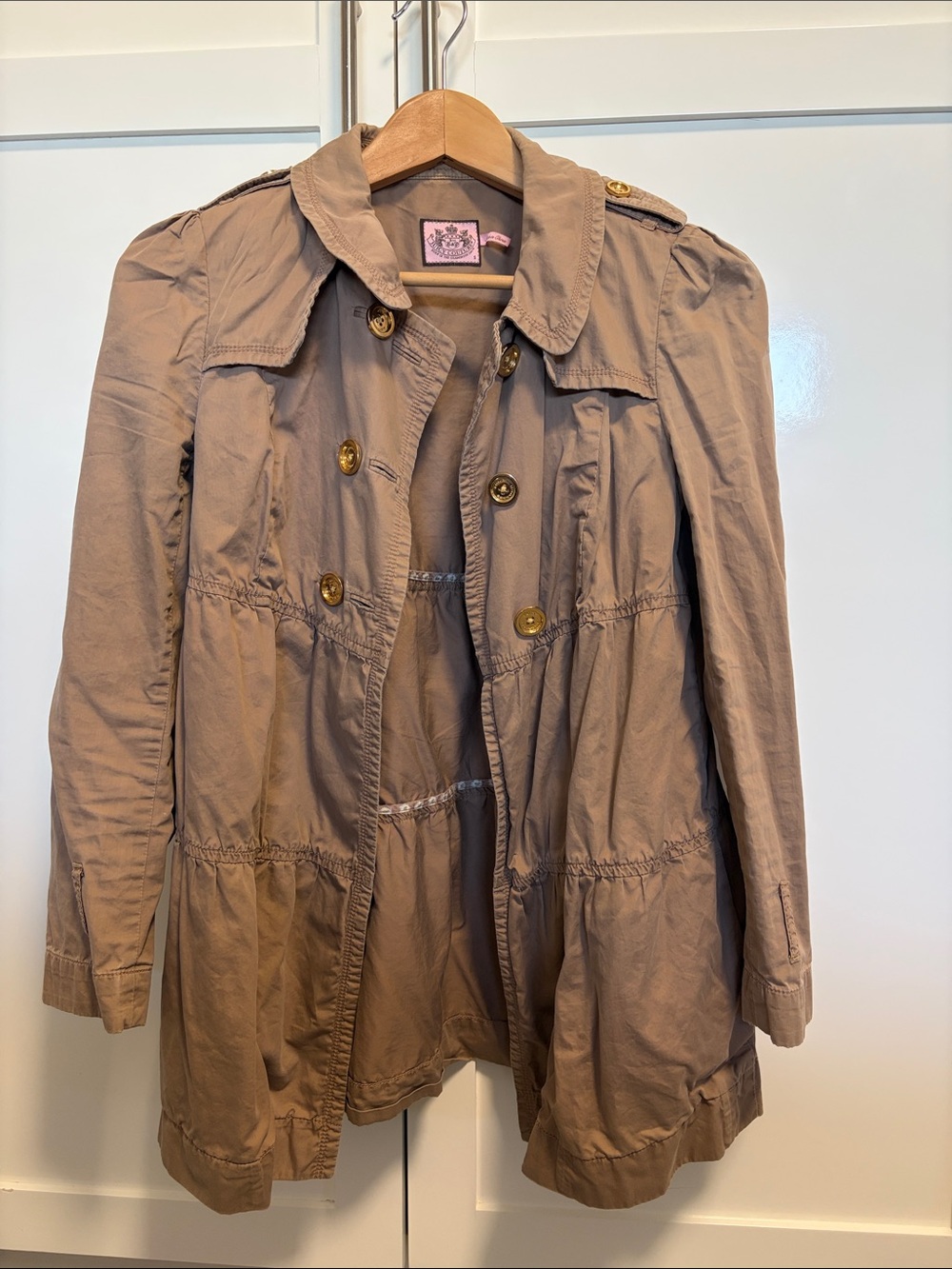 Vintage Juicy Couture Women's Taupe Lightweight Trench Jacket